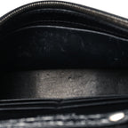 Shiny Calfskin Monochrome Crocodile Embossed Hourglass Chain Bag Black