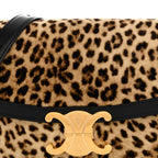 Velvet Calfskin Leopard Print Teen Triomphe Bag Brown Black