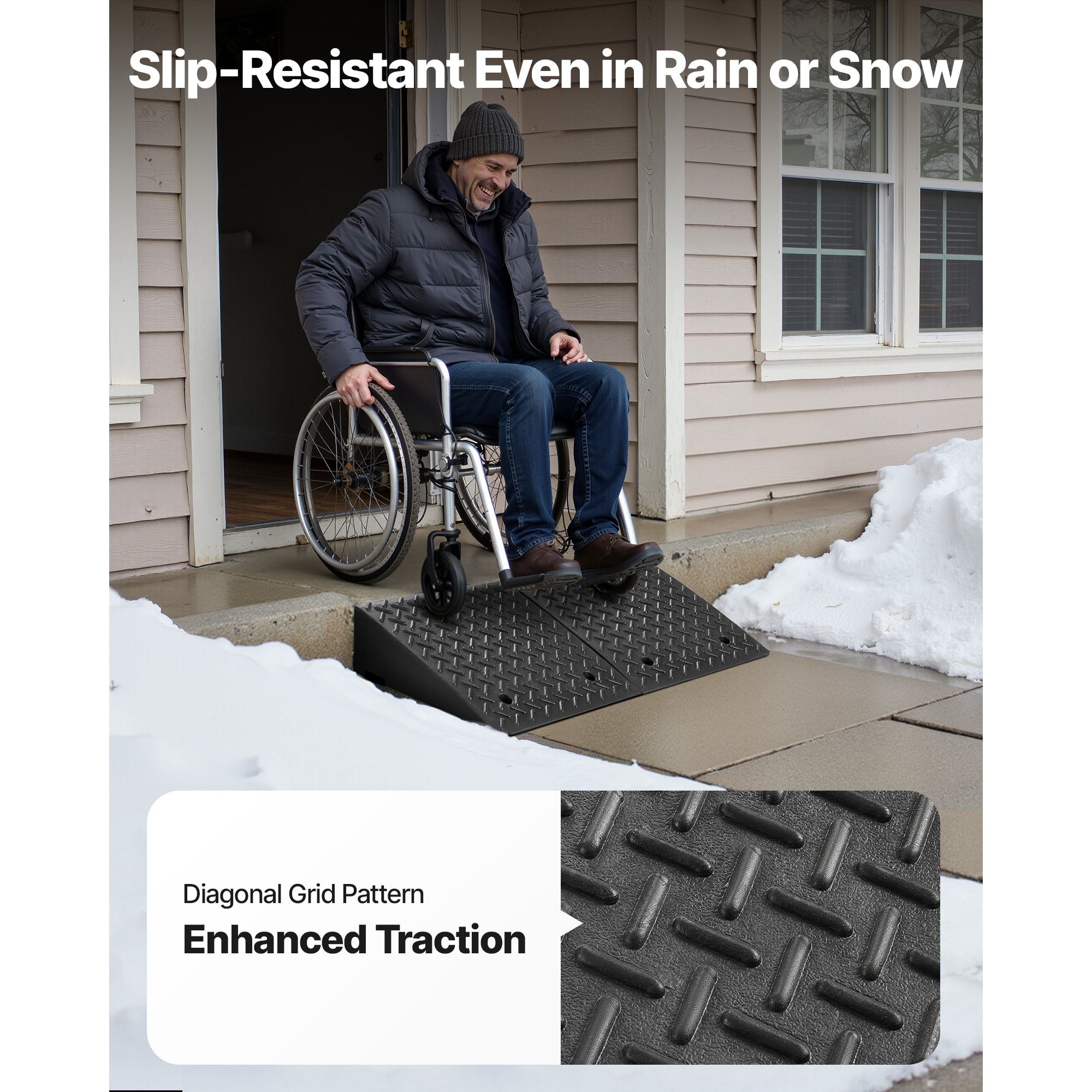 Driveway Curb Ramp, 7000 lbs Load Capacity, 7 Inches Rise Height Heavy Duty Curbside Bridge Ramp with Drainage Tank for Wheelchairs, Strollers, Motorcycles, Cars, Lawn Mowers & Trailers, 2 Pack