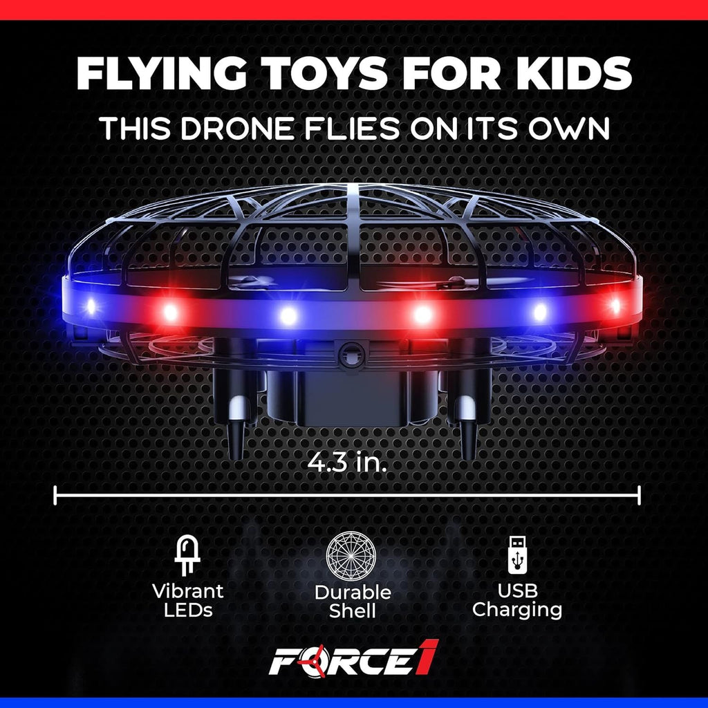 LED Hand Operated Drone for Kids or Adults - Hands Free Motion Sensor Mini Drones, Easy Indoor Flying Orb Ball Small UFO Toy for Boys and Girls (Red/Blue)