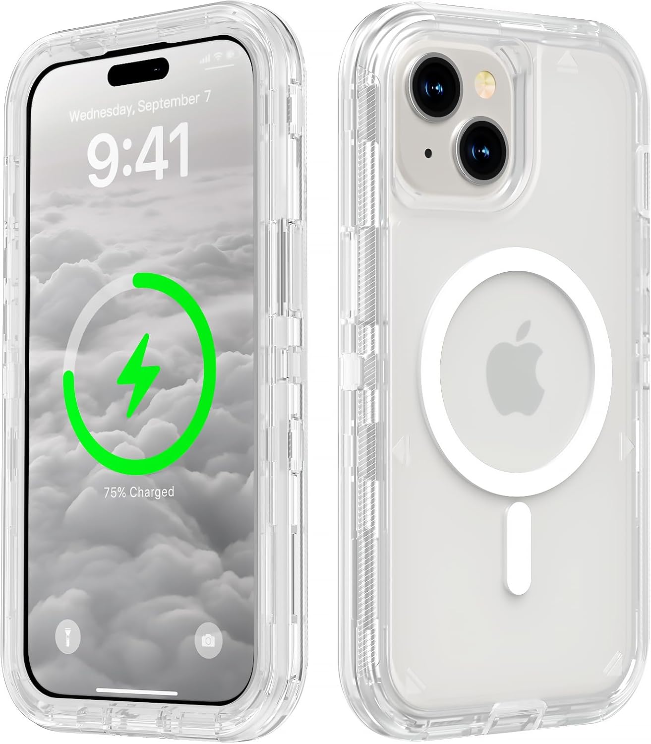 Entronix [Magnetic] Case Compatible with iPhone 15 - [Clear] Triple-Layer Heavy Duty Protection