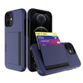 Tpu Pc Hybrid 2-In-1 Flip Card Holder Phone Case For Apple Iphone 12 Mini In Navy