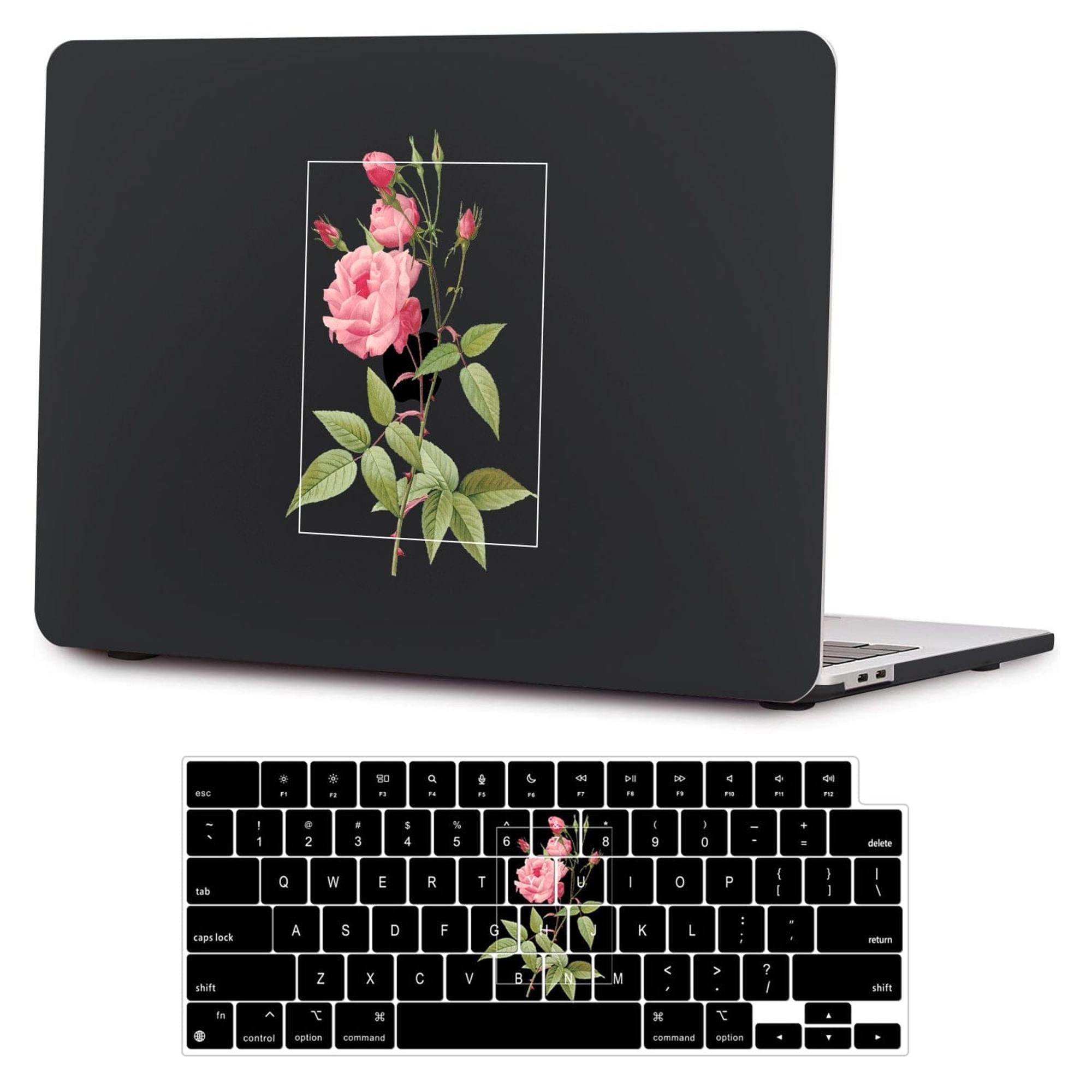 SAHARA - Hybrid-Flex Arts Case for Apple MacBook Air 13.6" M2 Chip Laptops - Black Rose