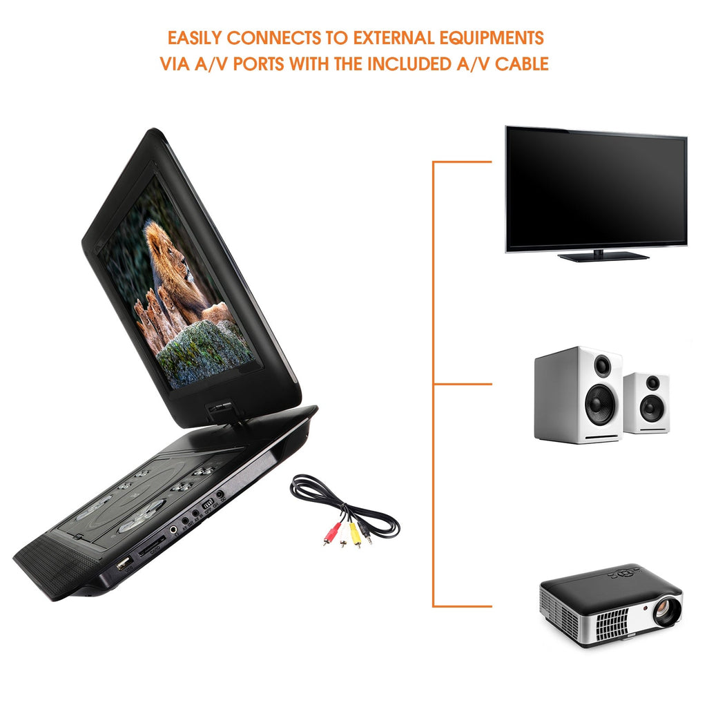 13.3 Inch Portable TV+DVD Player with Color TFT LED Screen and USB/HD/AV Inputs