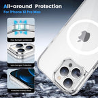 Entronix [Magnetic] Case Compatible with iPhone 12 Pro Max - [Hard Back] Thick Clear