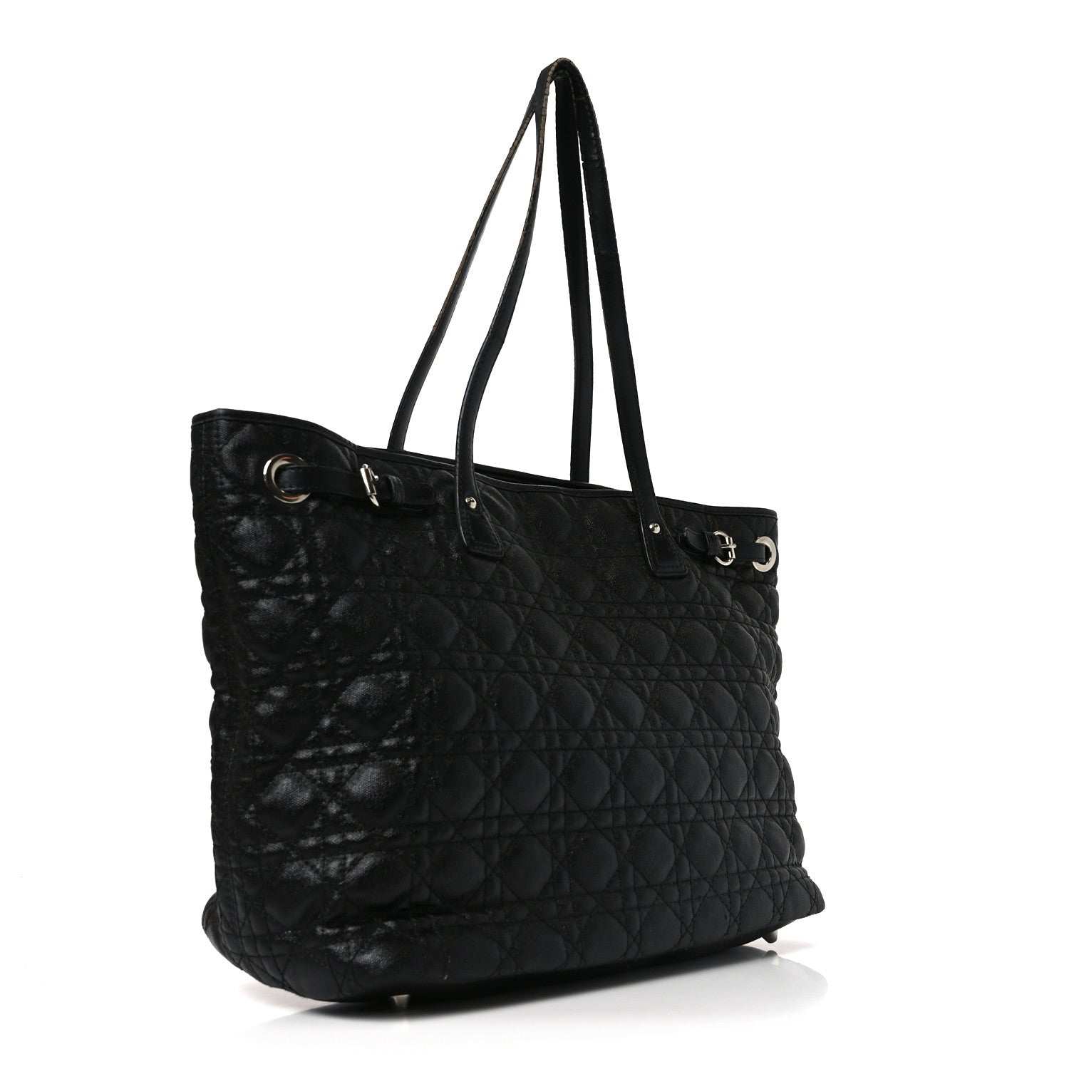 Coated Canvas Cannage Small Panarea Tote Black