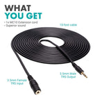 Movo MC10 3.5mm TRS Female to Male Extension Cable - 10ft