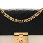 Guccissima Medium Padlock Shoulder Bag Black Mystic White
