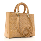 Patent Cannage Large Lady Dior Dark Beige