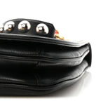 Roxy Calfskin Web Medium Studded Blondie Shoulder Flap Bag Black