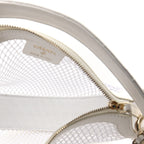 Mesh Shiny Lambskin Chain Hobo White