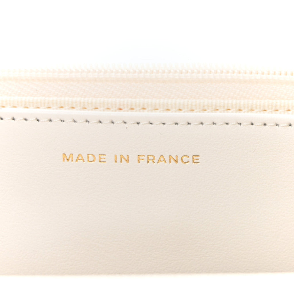 Caviar Quilted Enamel Coco Casino Wallet On Chain WOC White