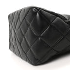 Lambskin Quilted Small Top Handle Shopping Bag Black