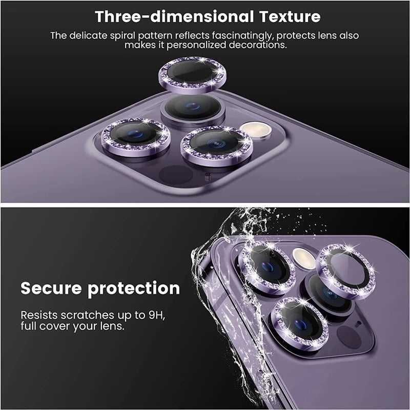 Entronix Camera Lens Protector Compatible with iPhone 16 Pro/16 Pro Max - Luxury Diamond Metal Cover