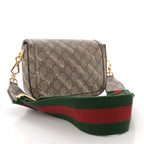 X BALENCIAGA GG Supreme Monogram Web Logo Print Mini Horsebit 1955 Shoulder Bag Beige Ebony