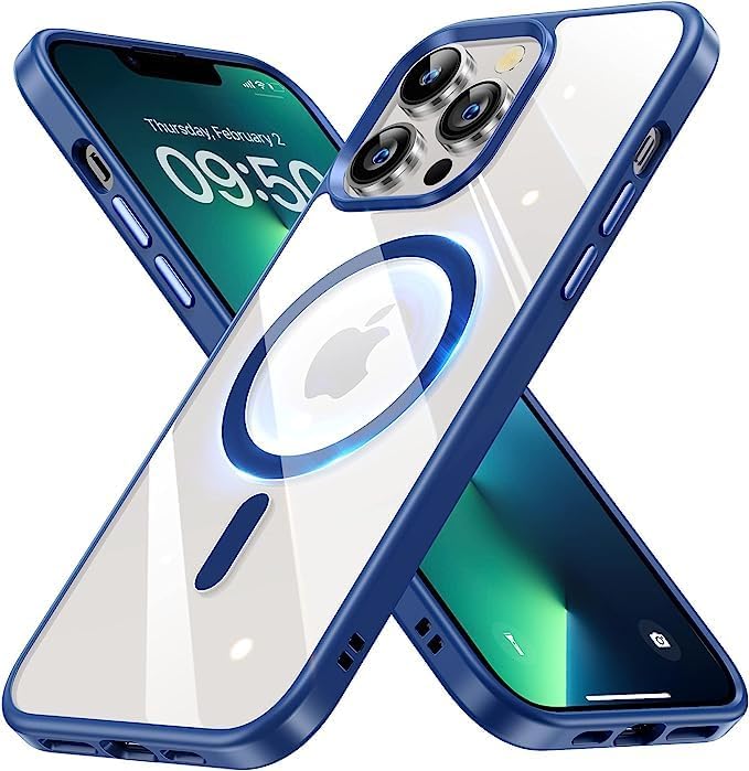 Entronix [Magnetic] Case Compatible with iPhone 13 Pro Max - [Clear Back] Soft Matte Frame