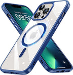 Entronix [Magnetic] Case Compatible with iPhone 13 Pro Max - [Clear Back] Soft Matte Frame