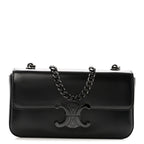 Shiny Calfskin Triomphe Chain Bag Black