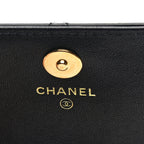 Patent Quilted Frame Clutch Flap With Chain Black