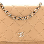Caviar Quilted Wallet on Chain WOC Beige