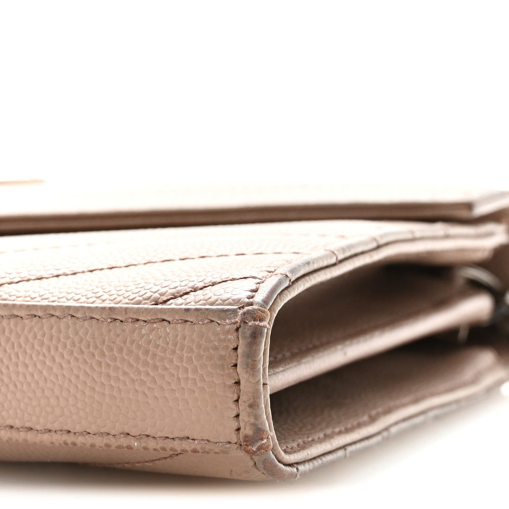 Grain De Poudre Matelasse Chevron Monogram Chain Wallet Taupe