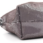 Sequin Medium Donut Chain Flamenco Knot Clutch Grey