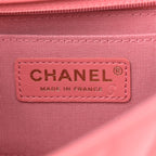 Calfskin Chevron Quilted Mini Statement Flap Pink
