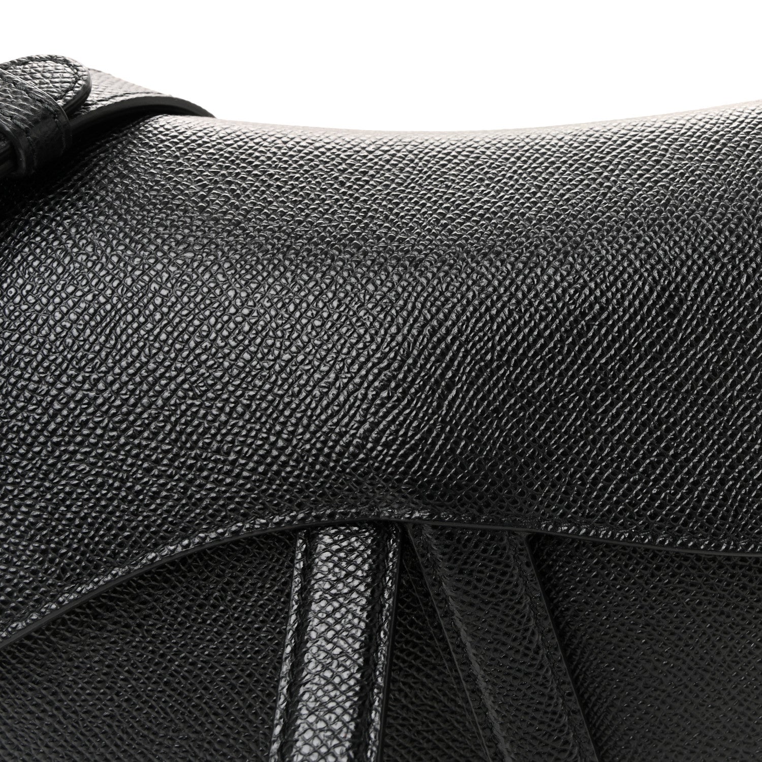 Grained Calfskin Saddle Bag With Strap Black