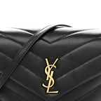 Calfskin Y Quilted Monogram Toy Loulou Crossbody Bag Black