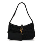 Raffia Calfskin Le 5 A 7 Mini Hobo Black