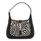 Pony Hair Zebra Print Calfskin Small Jackie 1961 Hobo Black White