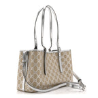 GG Supreme Monogram Emblem Medium Tote Bag  Beige Silver