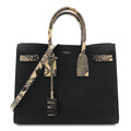 Grained Calfskin Embossed Python Small Sac De Jour Black