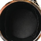 Metal Lambskin Quilted Mini Lock Frame Vanity Clutch Black
