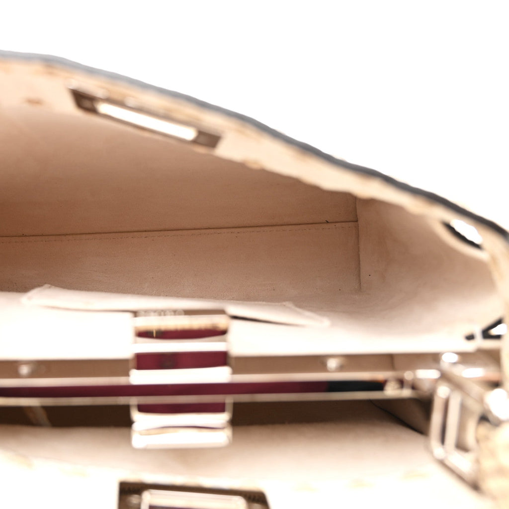 Cuoio Romano Snakeskin Selleria Mini Peekaboo Iconic Satchel White Stone