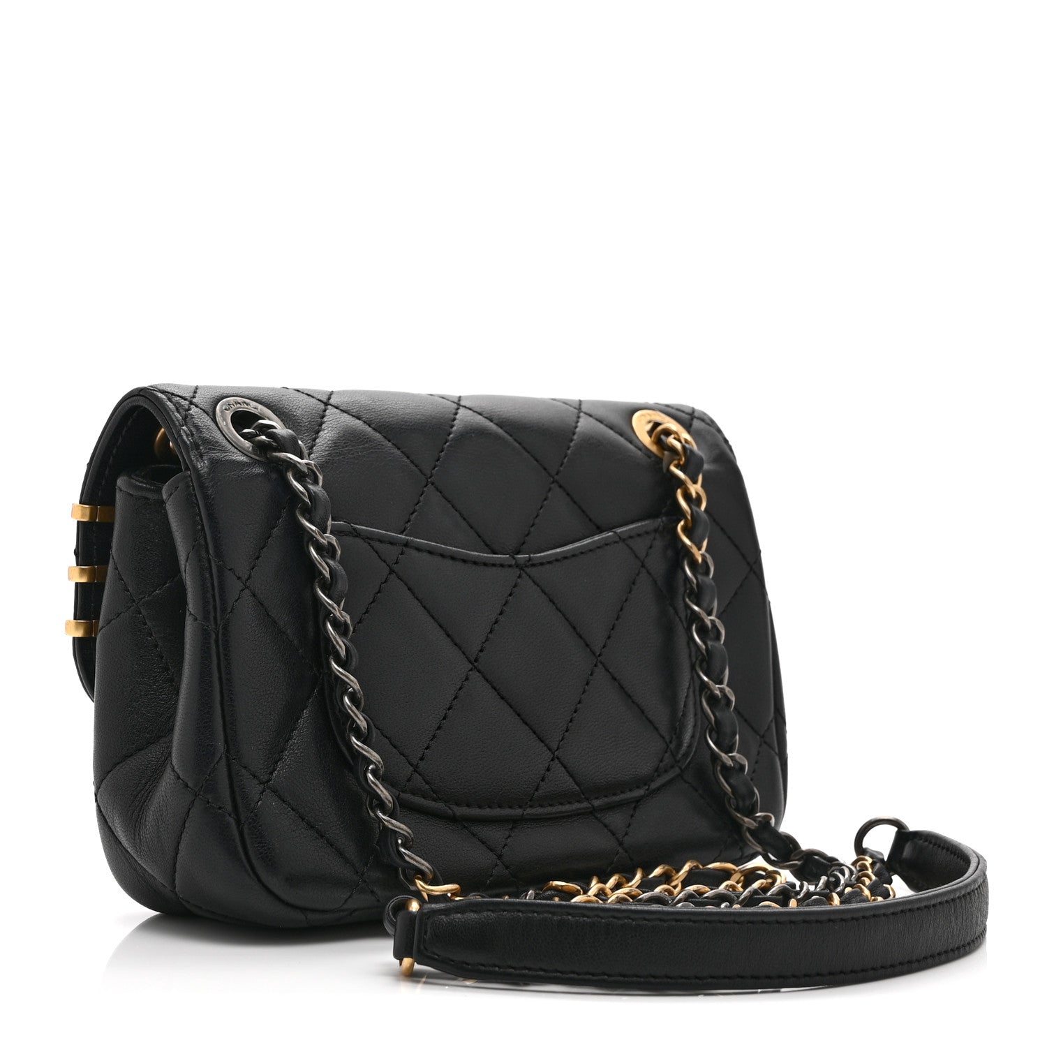 Lambskin Quilted Mini Coco Clips Single Flap Black