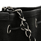 Canvas Deauville Drawstring Bucket Bag Black