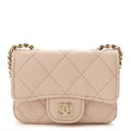 Caviar Quilted Mini Chain Belt Bag Light Beige