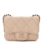 Caviar Quilted Mini Chain Belt Bag Light Beige