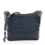 Aged Calfskin Chevron Quilted Medium Gabrielle Hobo Blue