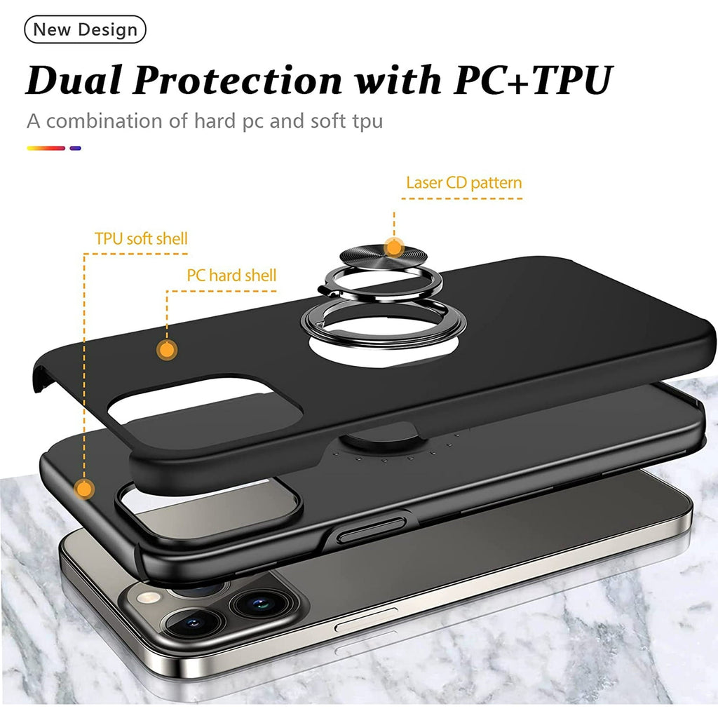 Entronix Case Compatible with iPhone 16 Pro - 360° Circular Ring Gripstand