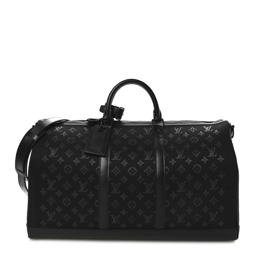 Jacquard Monogram Light Up Keepall Bandouliere 50  Black