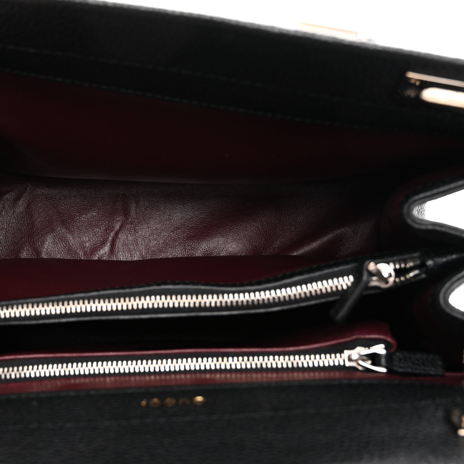 Grainy Calfskin Small Zumi Top Handle Bag Black