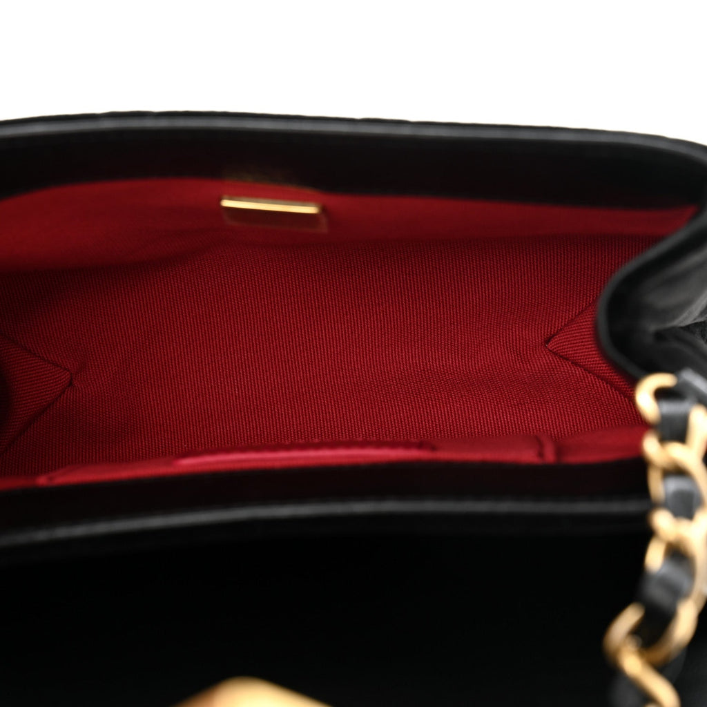 Velvet Strass Diamond Lock Flap Black
