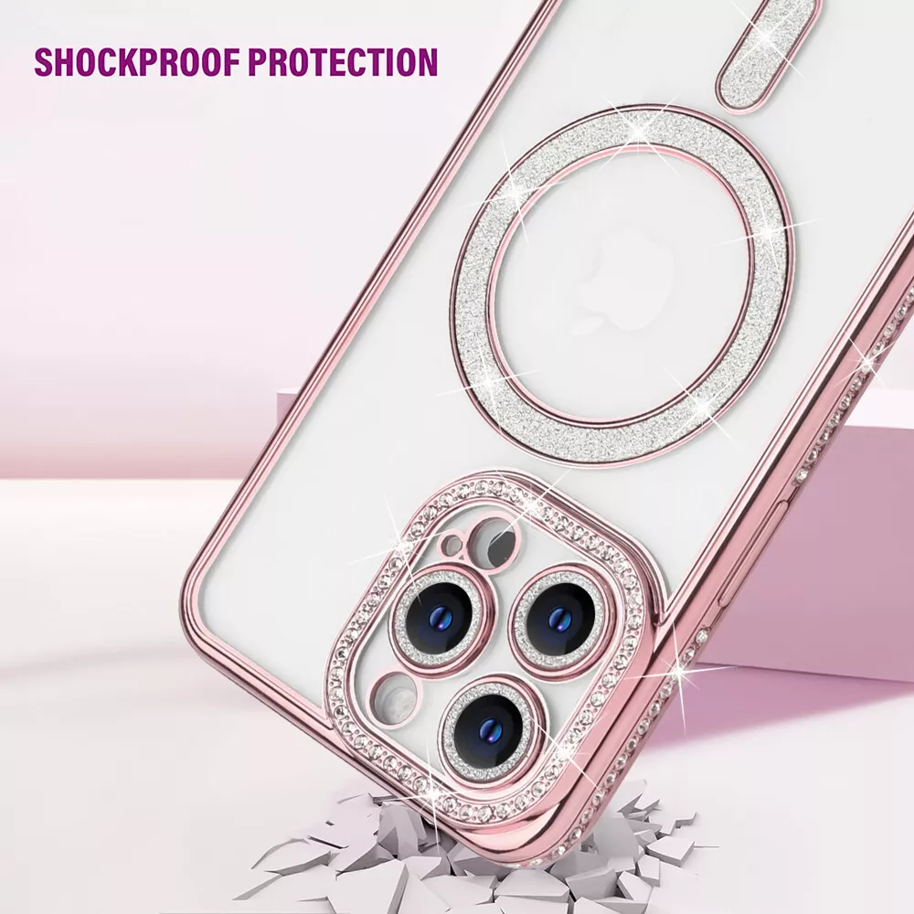 Entronix [Magnetic] Case Compatible with iPhone 13 Pro Max - [Clear Back] Luxury Diamonds