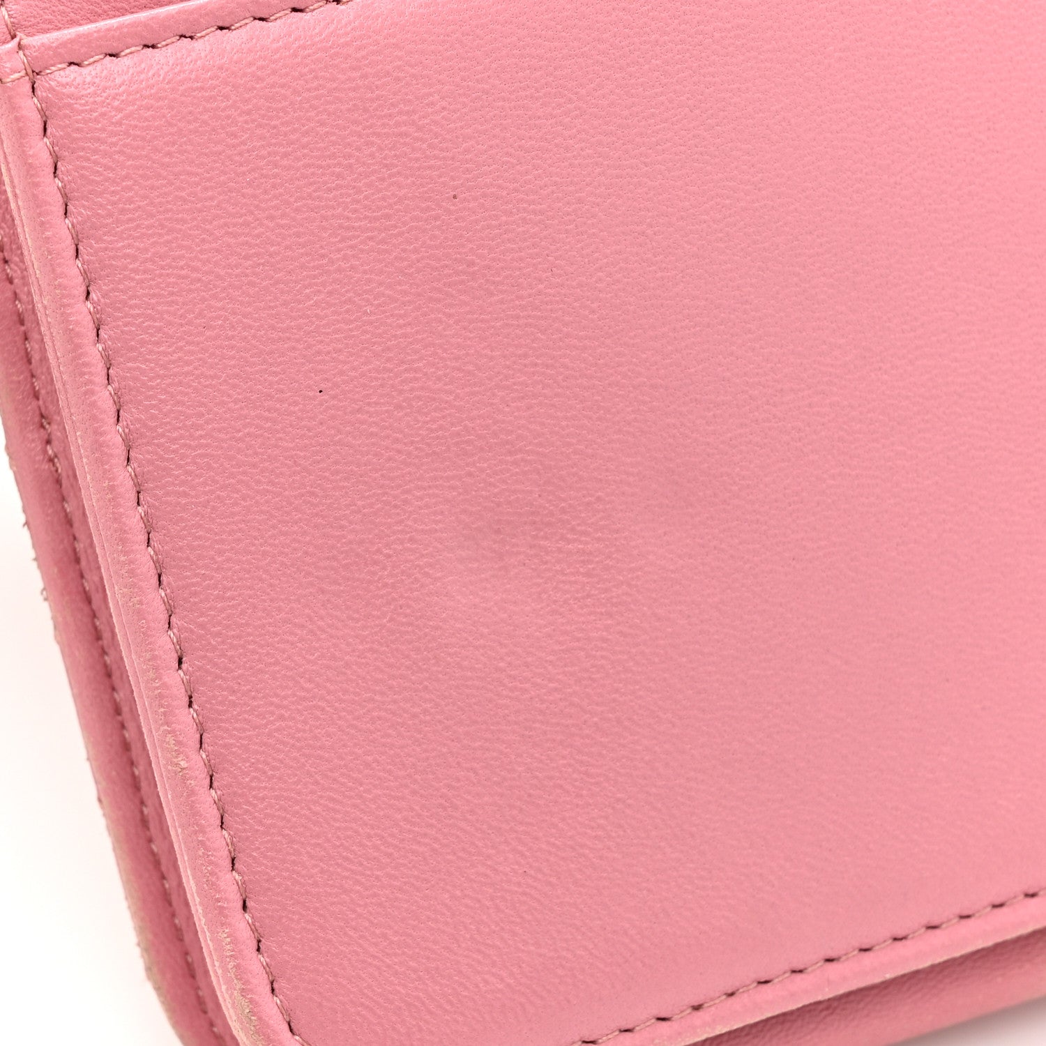 Lambskin Quilted CC Crossing Wallet On Chain WOC Pink