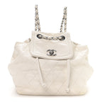 Lambskin Quilted Beijing Backpack Bag White