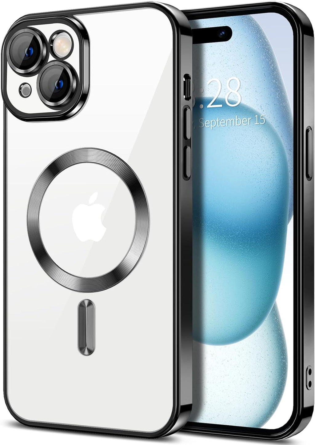Entronix [Magnetic] Case Compatible with iPhone 15 Plus - [Clear Back] Luxury Glossy Cover
