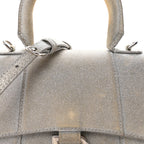 Glitter Fabric Hourglass Top Handle Bag XS Grey