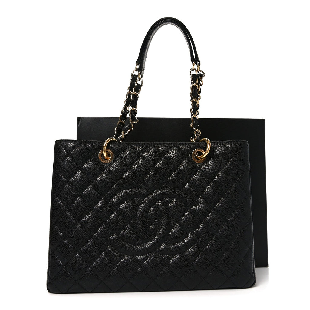Caviar Quilted Grand Shopping Tote GST Black